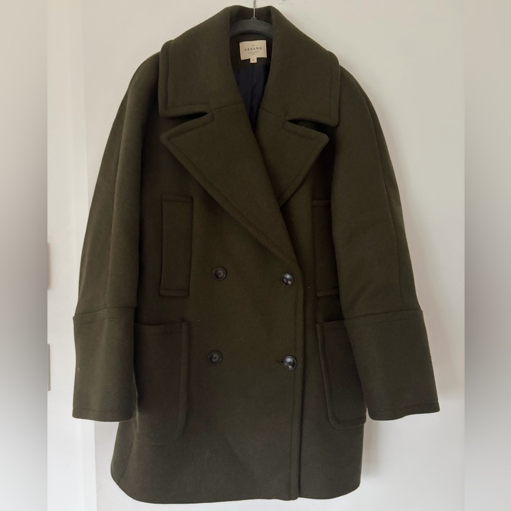 Sezane khaki green Pea Coat